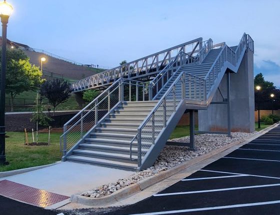 Concrete stairs with steel railing
